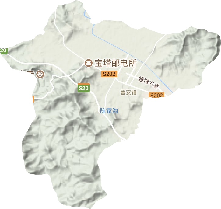 普安镇地形地图