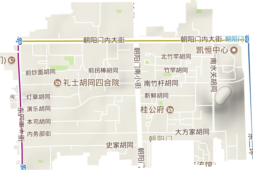 朝阳门街道地形地图