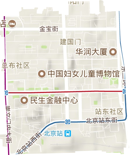 建国门街道地形地图