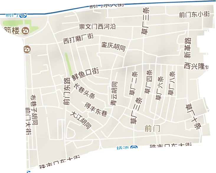 前门街道地形地图