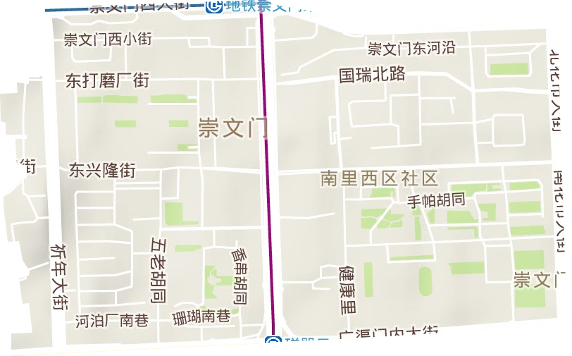 崇文门外街道地形地图