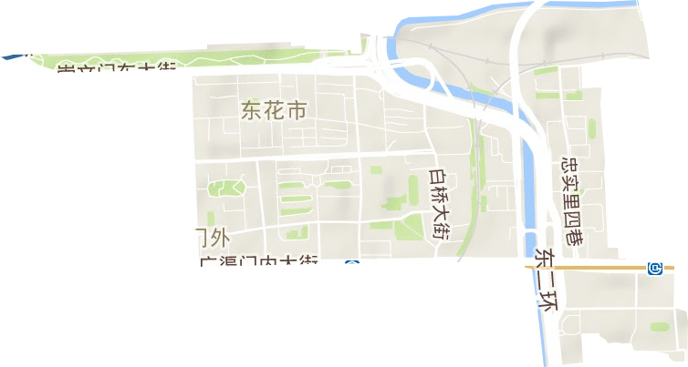 东花市街道地形地图