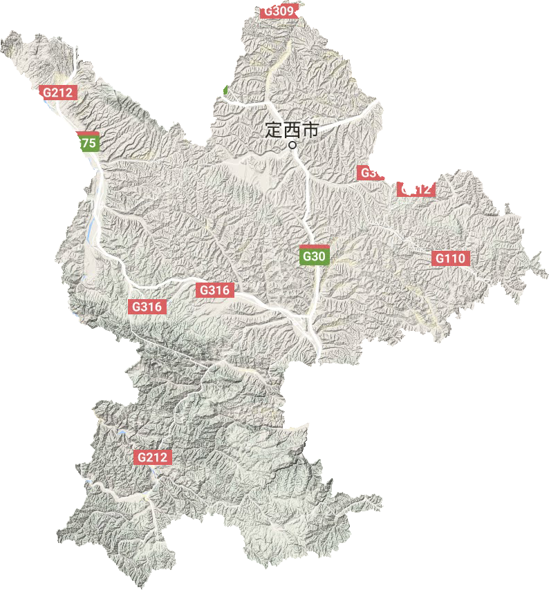 定西市地形地图