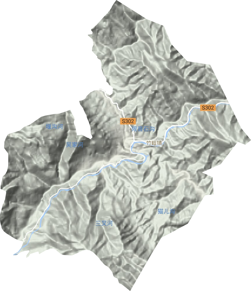 竹峪镇地形地图