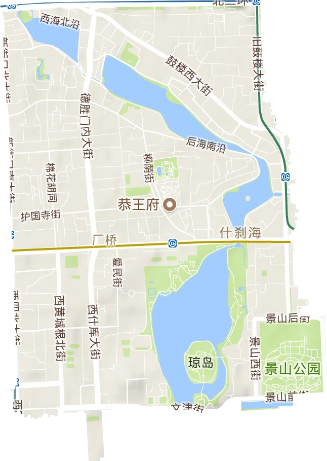 什刹海街道地形地图