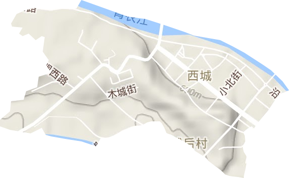 西城街道地形地图