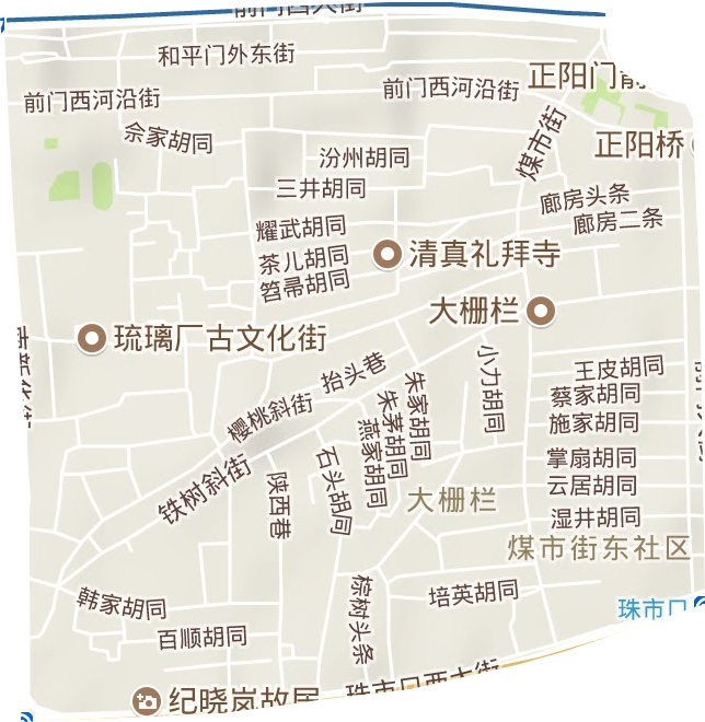 大栅栏街道地形地图