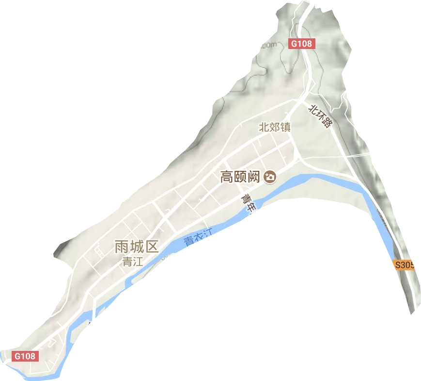 青江街道地形地图