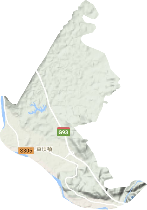 草坝镇地形地图