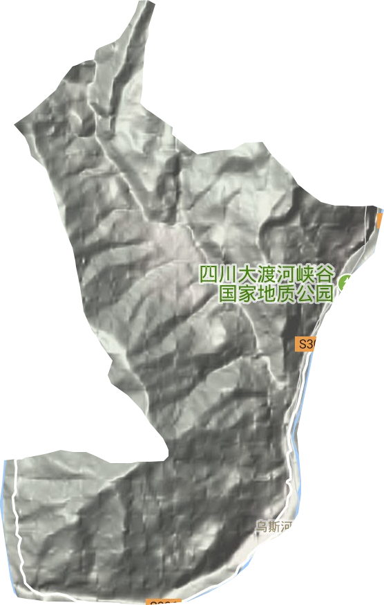 乌斯河镇地形地图