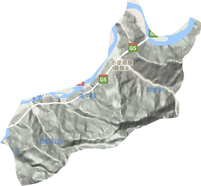小堡藏族彝族乡地形地图