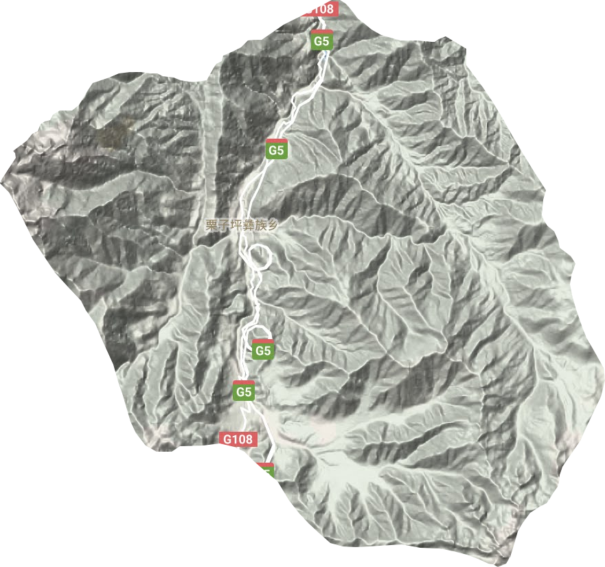 栗子坪彝族乡地形地图