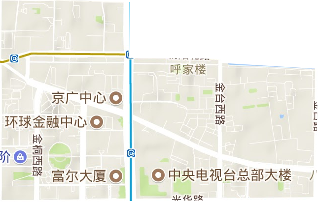 呼家楼街道地形地图