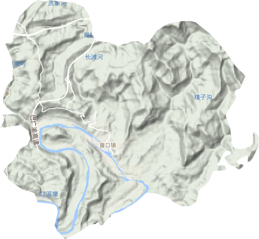 曾口镇地形地图
