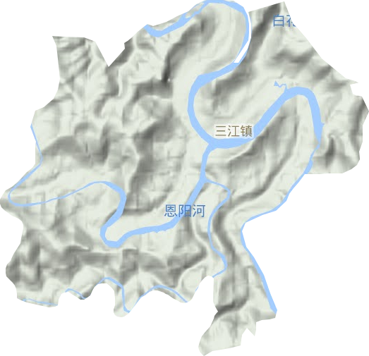 三江镇地形地图