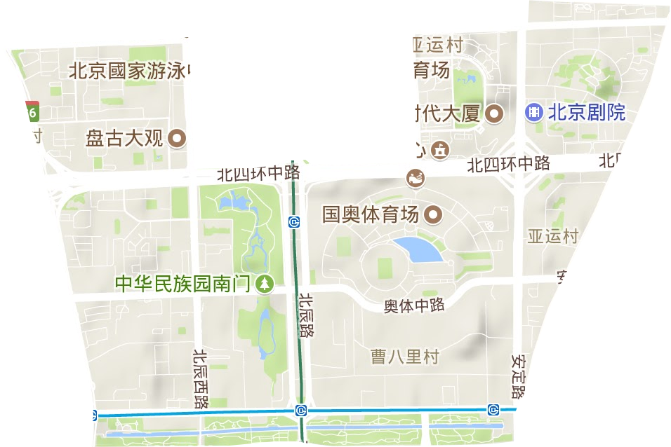 亚运村街道地形地图
