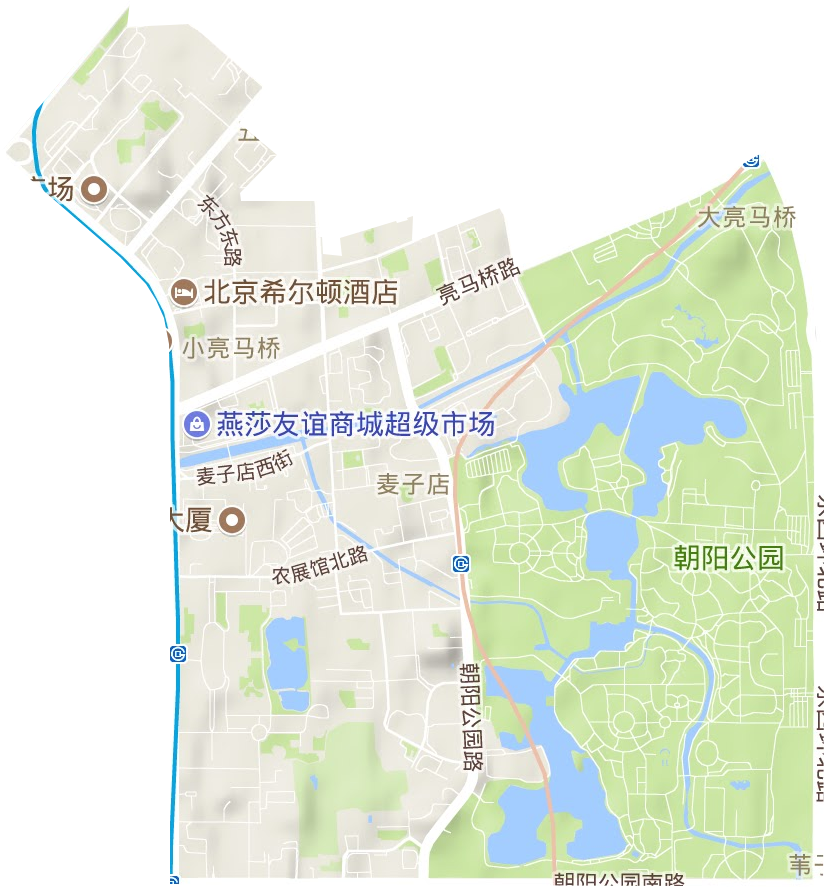 麦子店街道地形地图