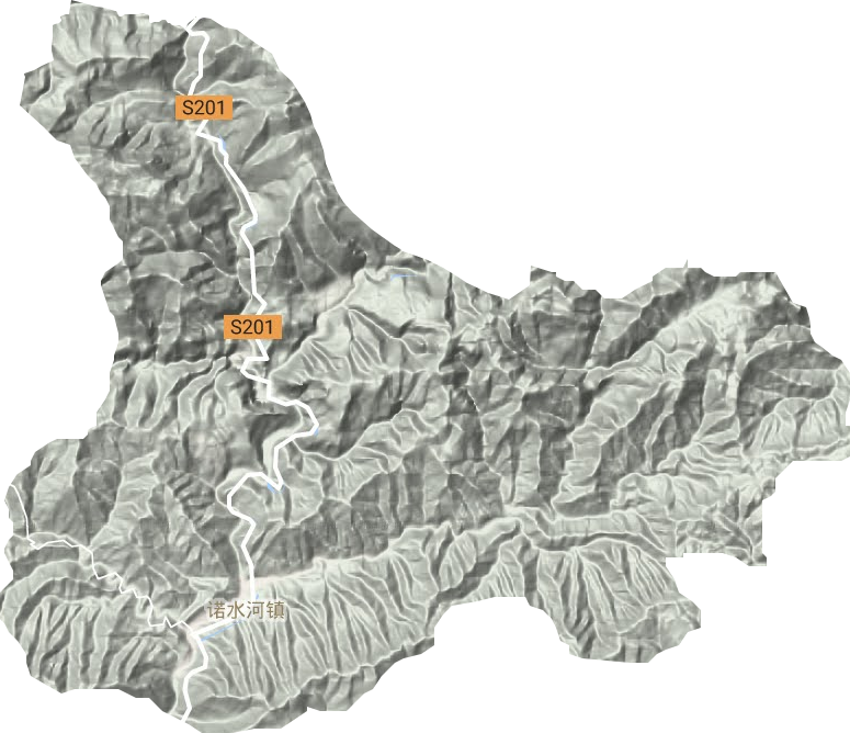 诺水河镇地形地图