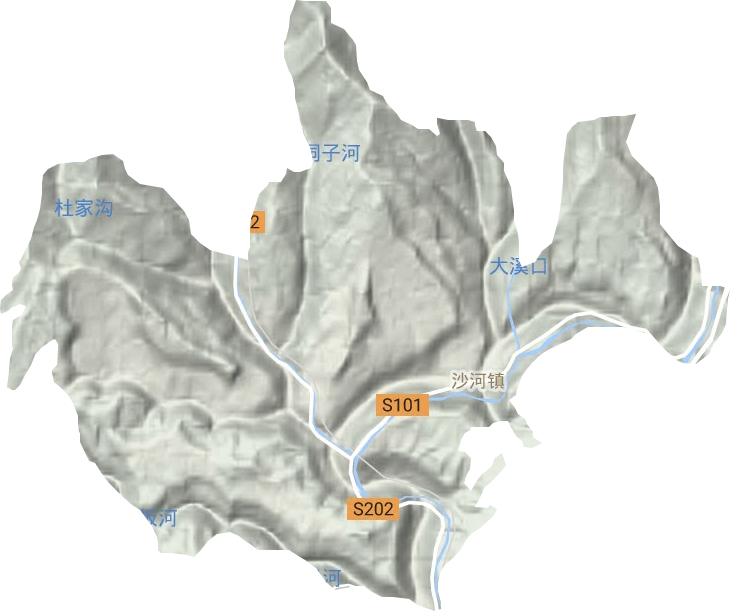 沙河镇地形地图