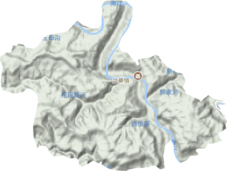 兰草镇地形地图