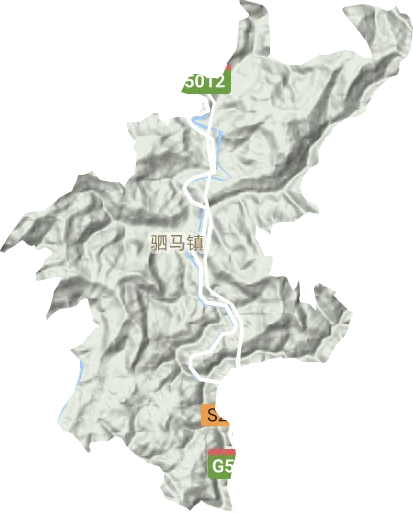 驷马镇地形地图