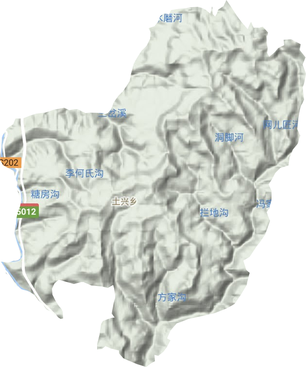 土兴镇地形地图