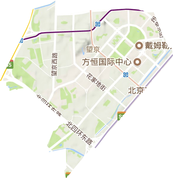 望京街道地形地图