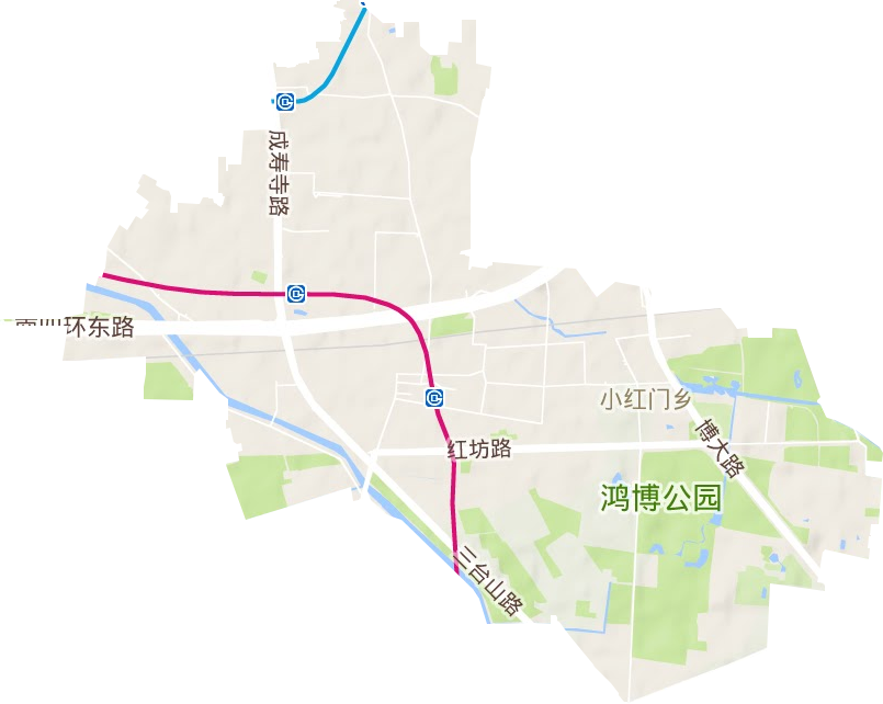 小红门地区办事处地形地图