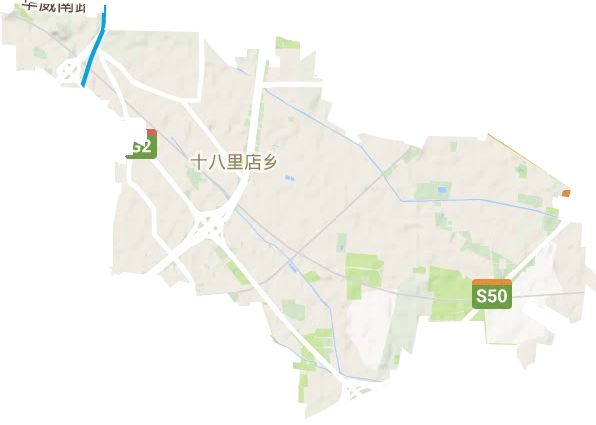 十八里店地区办事处地形地图