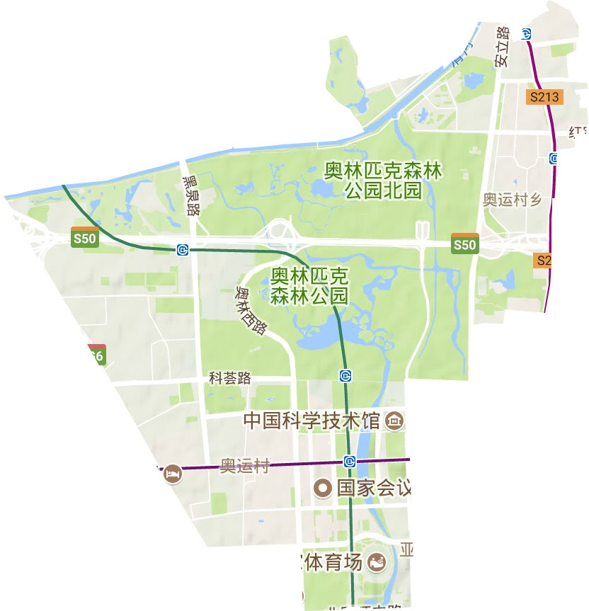 奥运村街道地形地图