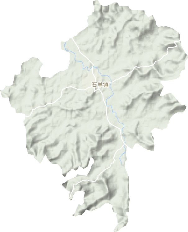 石羊镇地形地图