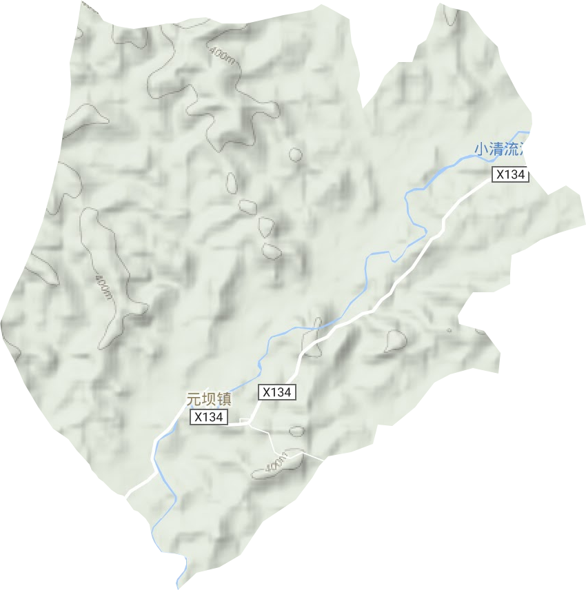 元坝镇地形地图