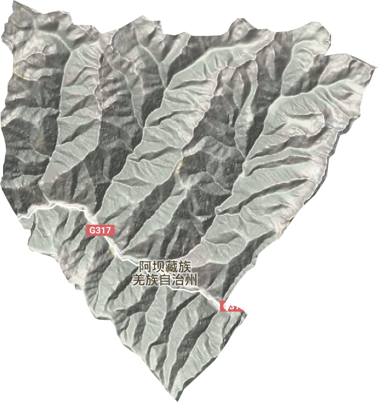 马尔康镇地形地图