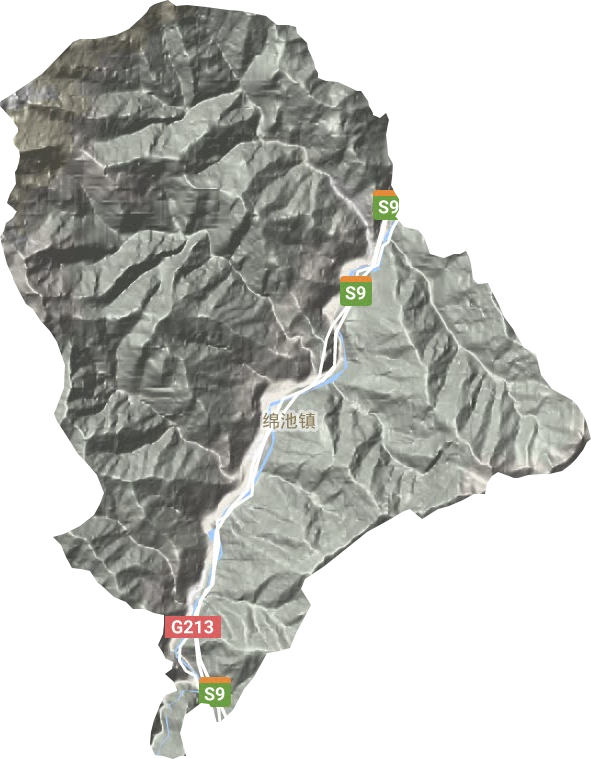 绵虒镇地形地图