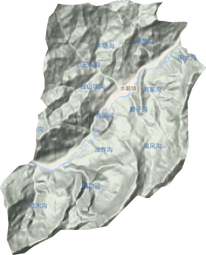 水磨镇地形地图