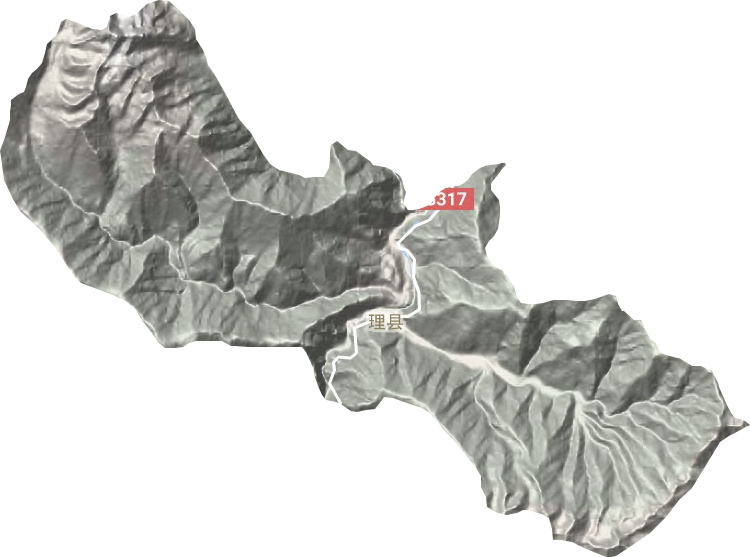 杂谷脑镇地形地图