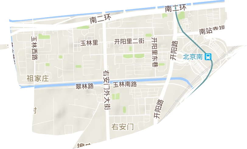 右安门街道地形地图