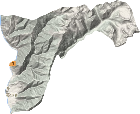 咯尔乡地形地图