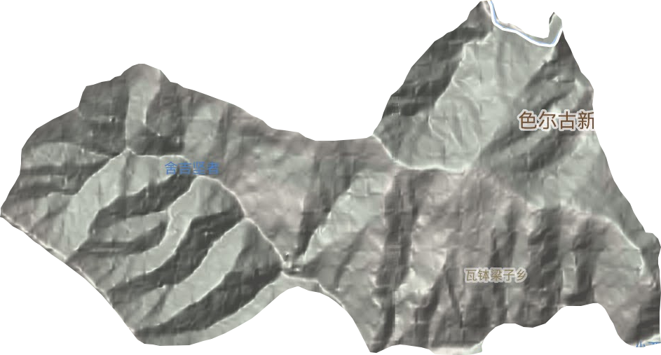 瓦钵梁子乡地形地图