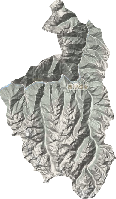 普沙绒乡地形地图