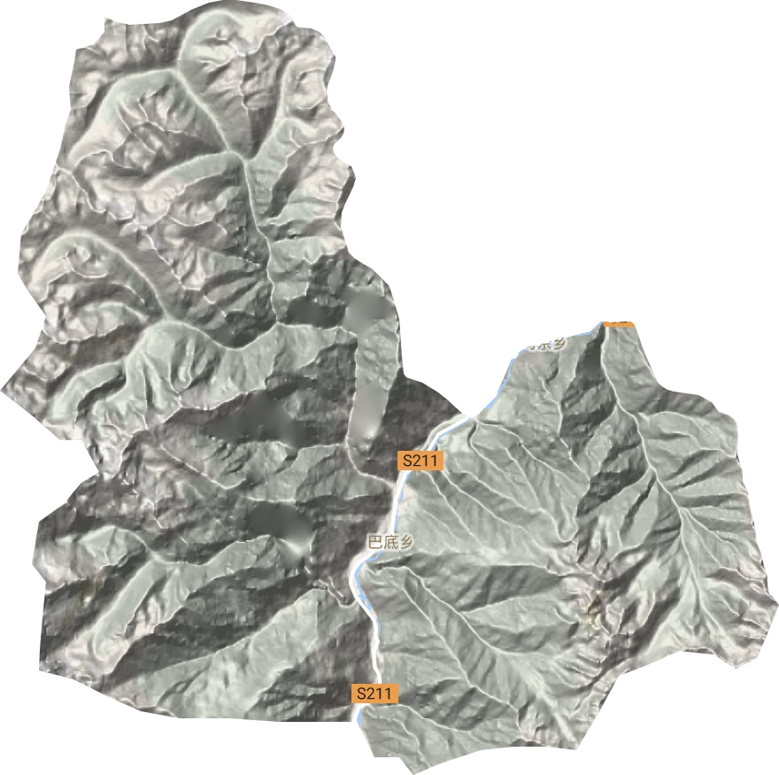 巴底镇地形地图
