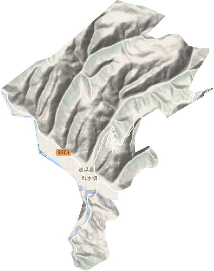 鲜水镇地形地图
