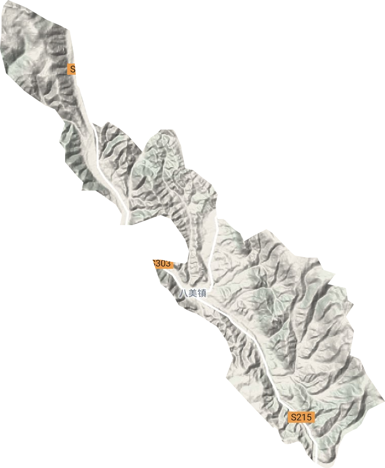 八美镇地形地图