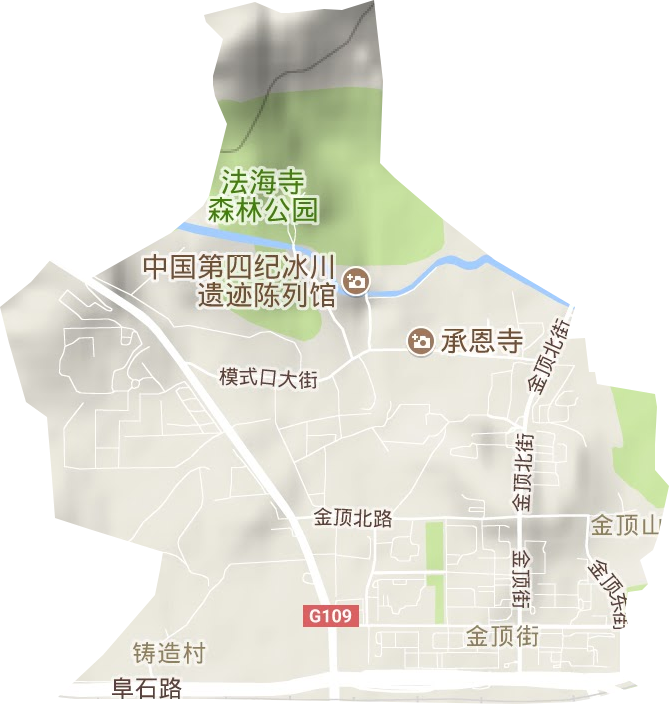 金顶街街道地形地图