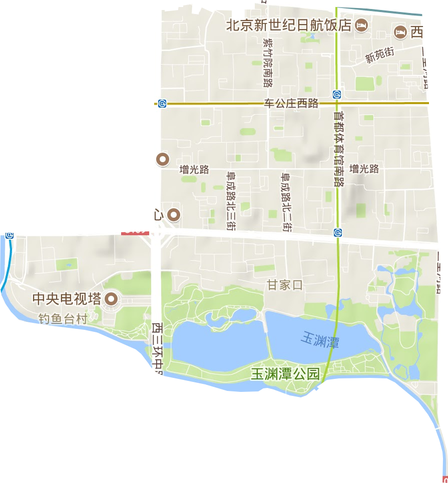 甘家口街道地形地图