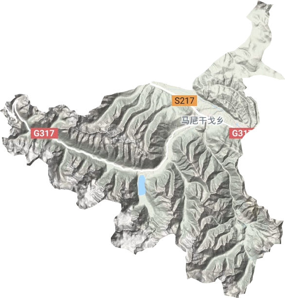 马尼干戈镇地形地图