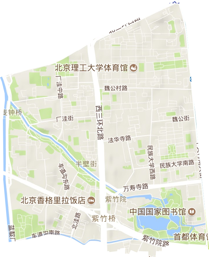 紫竹院街道地形地图