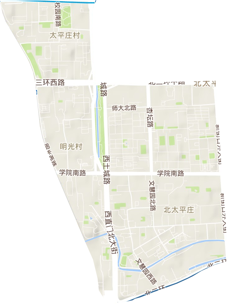 北太平庄街道地形地图