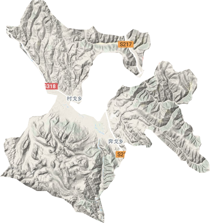 奔戈乡地形地图