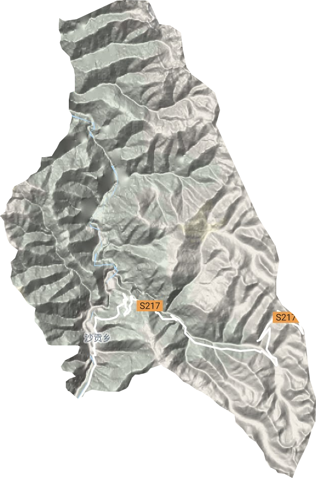 沙贡乡地形地图